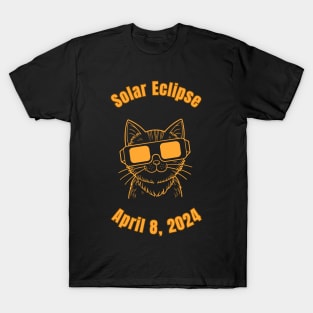 cat with Solar glasses for eclipse T-Shirt